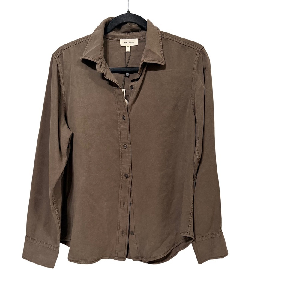 Mavi Edition Womens Brown Tencel Lyocell Button Down Shirt XS M1211271-71603 - Picture 2 of 9